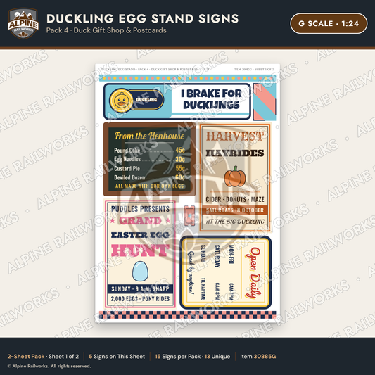 Alpine Railworks 30885G G Scale Roadside Signs - Giant Duck Farm Stand