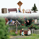 Busch 1148 HO Scale Wayside Cross & Accessories Set