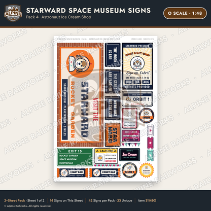Alpine Railworks 31149O O Scale Roadside Signs - Space Museum