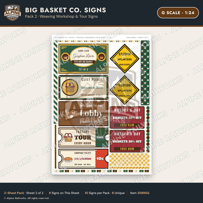 Alpine Railworks 30895G G Scale Roadside Signs - Basket Building