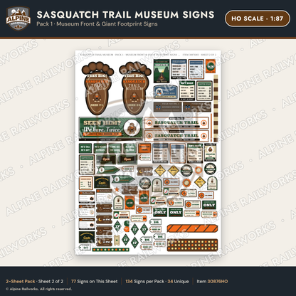Alpine Railworks 30876HO HO Scale Roadside Signs - Bigfoot Museum