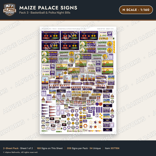 Alpine Railworks 30776N N Scale Roadside Signs - Corn Palace