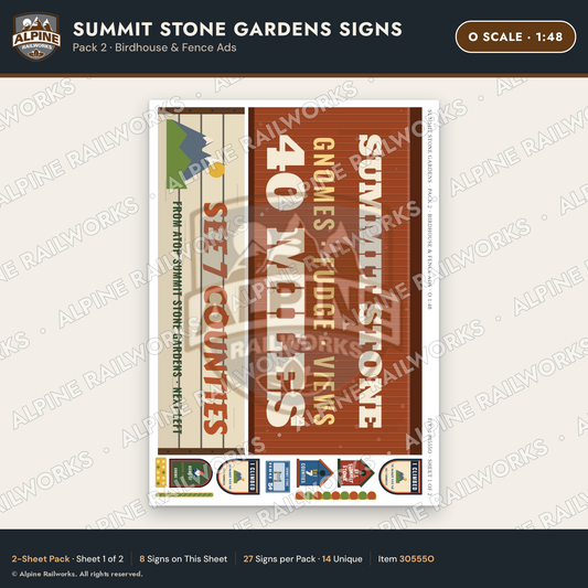 Alpine Railworks 30555O O Scale Roadside Signs - Rock Garden