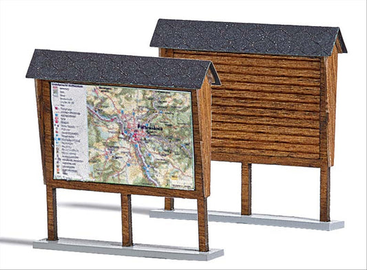Busch 1495 HO Scale Wooden Notice Boards Real-Wood Kit