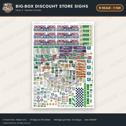 Alpine Railworks 30682N N Scale Big-Box Discount Store Signs