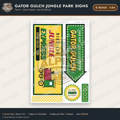 Alpine Railworks 30804G G Scale Roadside Signs - Alligator Park