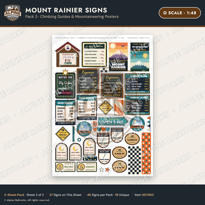 Alpine Railworks 30736O O Scale Tourist Signs - Mount Rainier
