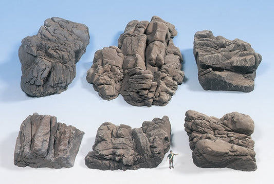 Noch 58452 HO Scale Molded Foam Rock Pieces -- Sandstone pkg(6)