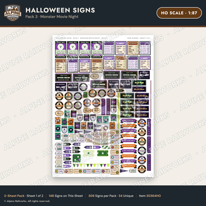 Alpine Railworks 30364HO HO Scale Halloween Signs