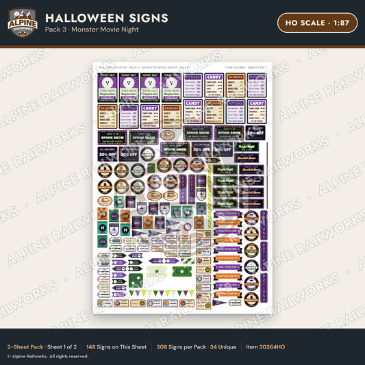 Alpine Railworks 30364HO HO Scale Halloween Signs