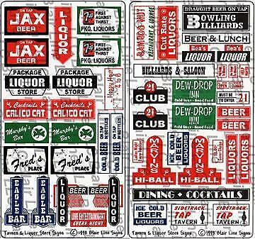Blair Line 59 N Scale Storefront & Advertising Signs -- Tavern & Liquor Stores