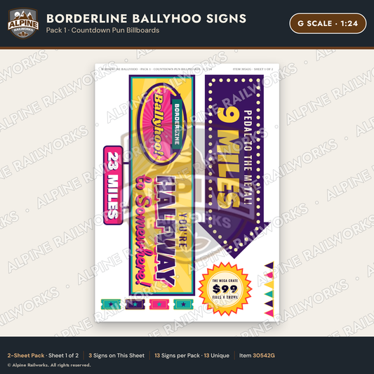 Alpine Railworks 30542G G Scale Roadside Signs - Border Tourist Stop