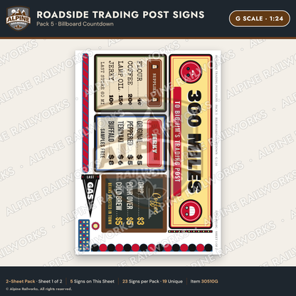 Alpine Railworks 30510G G Scale Roadside Trading Post Signs