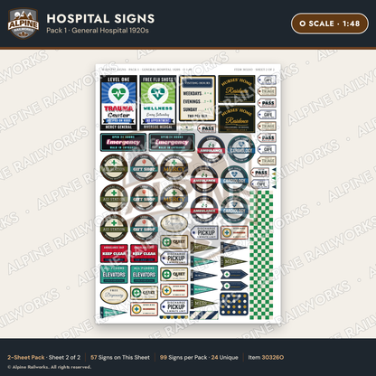 Alpine Railworks 30326O O Scale Hospital Signs - General Hospital