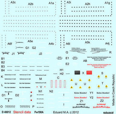 Eduard D48012 1/48 Decal Fw 190A Stencils