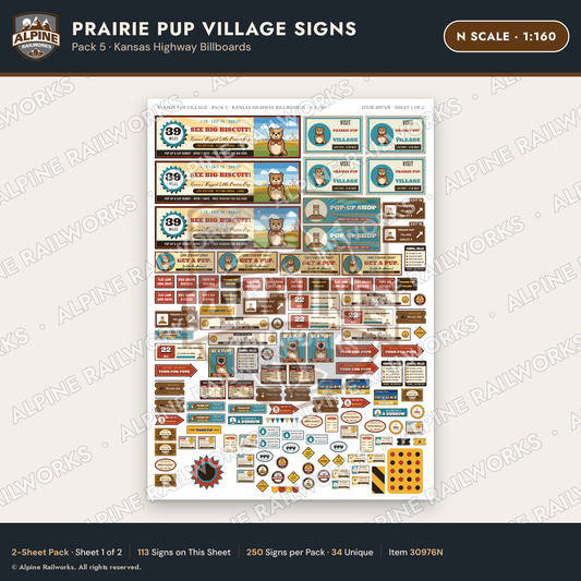 Alpine Railworks 30976N N Scale Roadside Signs - Prairie Dog Town