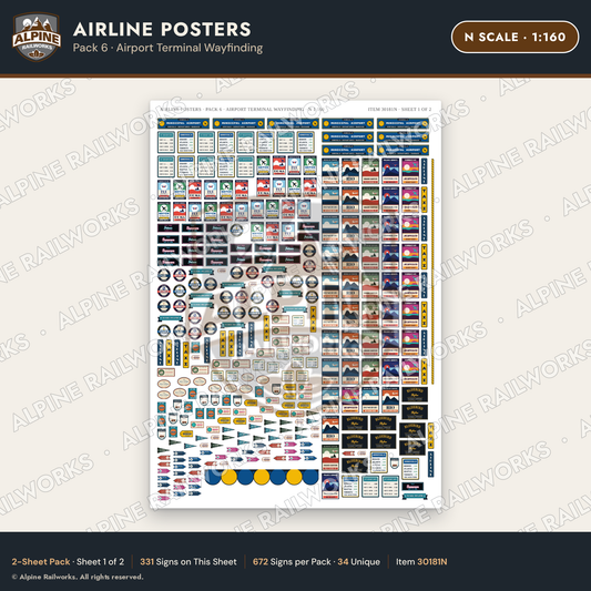 Alpine Railworks 30181N N Scale Airline Posters