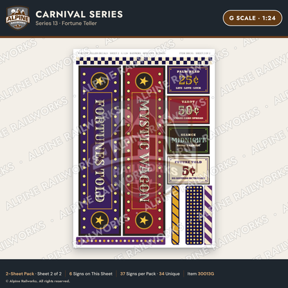 Alpine Railworks 30013G G Scale Carnival Signs - Fortune Teller