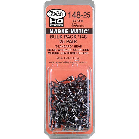 Kadee 14825 HO Scale #148-25 Bulk Pack - 25 Pairs #148 Whisker(R) Metal Couplers