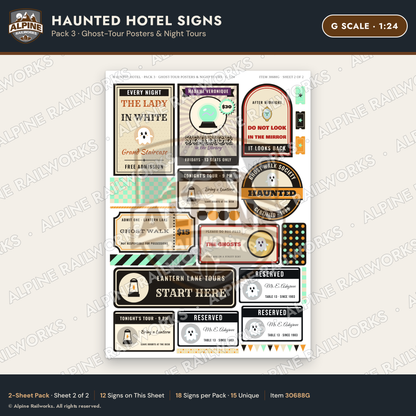 Alpine Railworks 30688G G Scale Haunted Hotel Signs