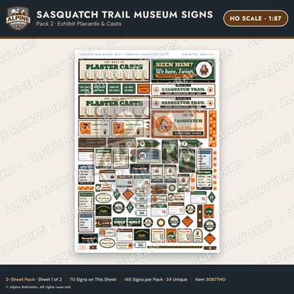 Alpine Railworks 30877HO HO Scale Roadside Signs - Bigfoot Museum