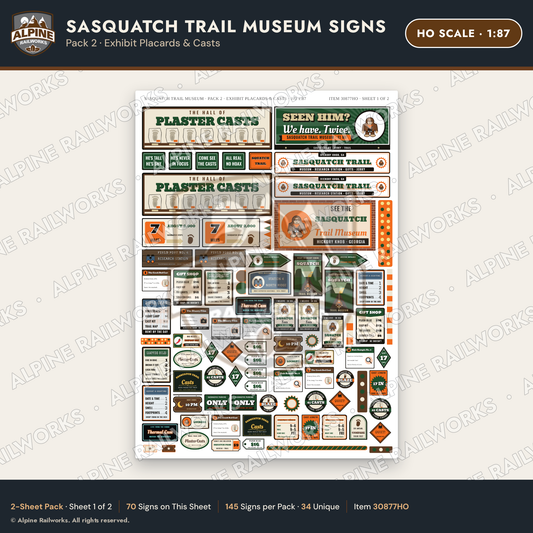 Alpine Railworks 30877HO HO Scale Roadside Signs - Bigfoot Museum
