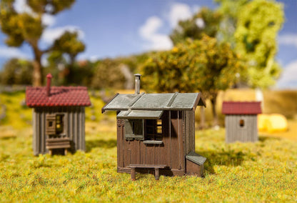 Faller 120211 HO Scale 3 Trackside Sheds, Weathered Kit
