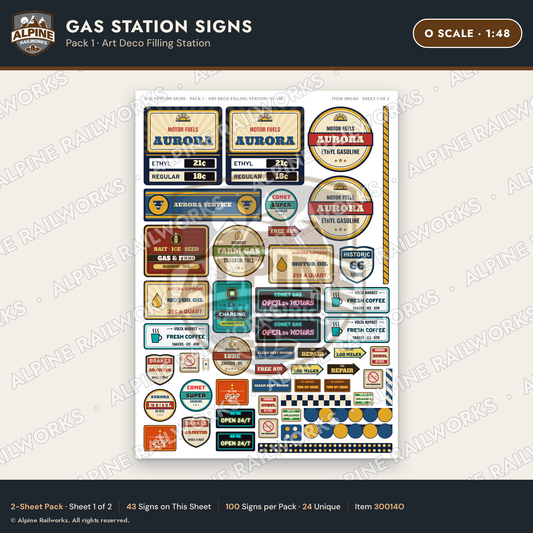 Alpine Railworks 30014O O Scale Gas Station Signs