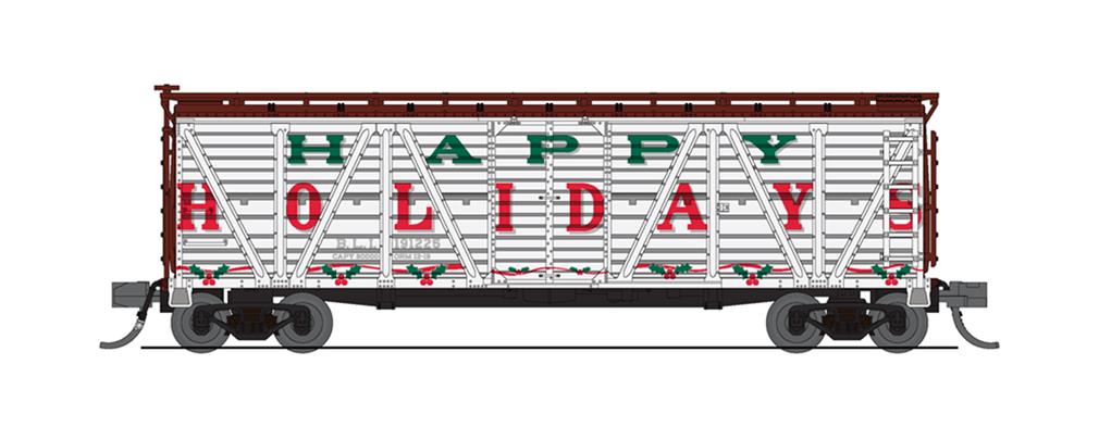 Broadway Limited 6599 N Stock Car No/Sd Happy Holidays 2Pk
