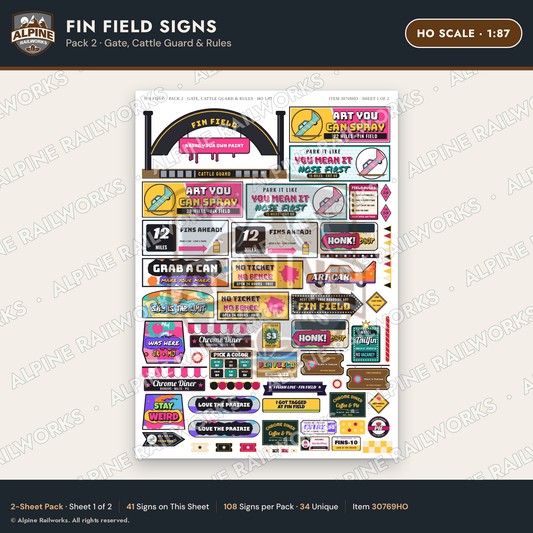 Alpine Railworks 30769HO HO Scale Roadside Signs - Buried Car Art