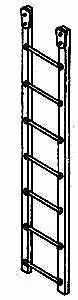 Details West LA-1006 HO Scale Ladder -- 7-Rung w/Brackets pkg(4)
