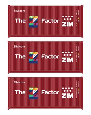 Walthers SceneMaster 18057 HO 20' Container 3-Pack ZIM