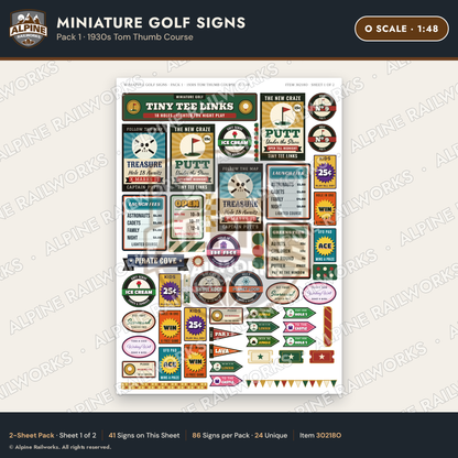 Alpine Railworks 30218O O Scale Miniature Golf Signs