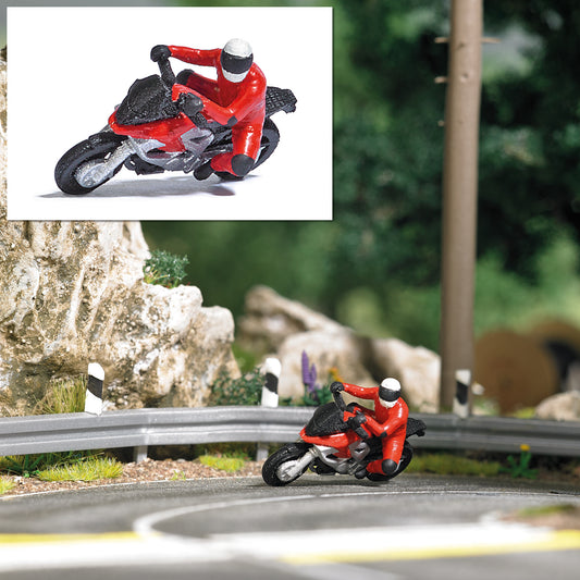 Busch 7941 HO Scale Super Racer 2 Motorcycle Action Set