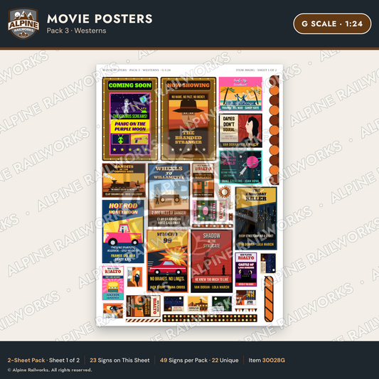 Alpine Railworks 30028G G Scale Movie Posters - Westerns