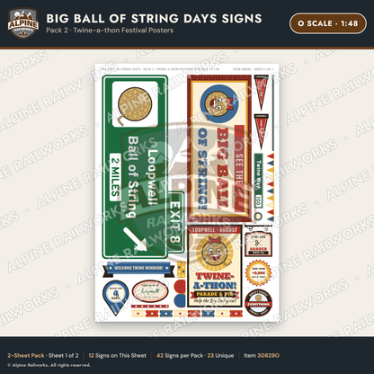 Alpine Railworks 30829O O Scale Roadside Signs - Giant Ball of Twine