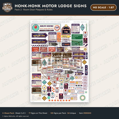 Alpine Railworks 31093HO HO Scale Roadside Signs - Clown Motel