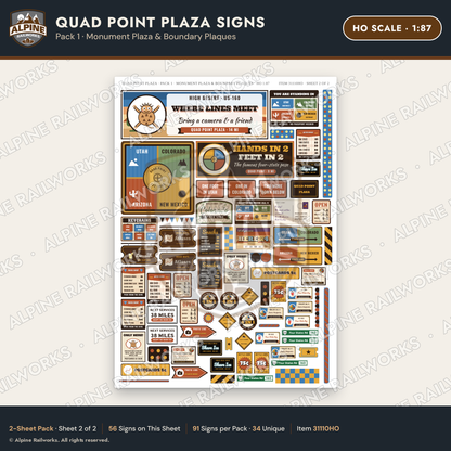 Alpine Railworks 31110HO HO Scale Roadside Signs - Four Corners