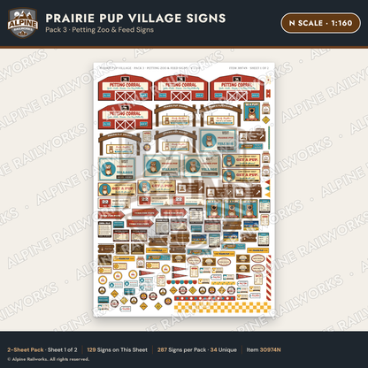 Alpine Railworks 30974N N Scale Roadside Signs - Prairie Dog Town