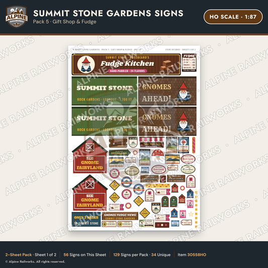 Alpine Railworks 30558HO HO Scale Roadside Signs - Rock Garden