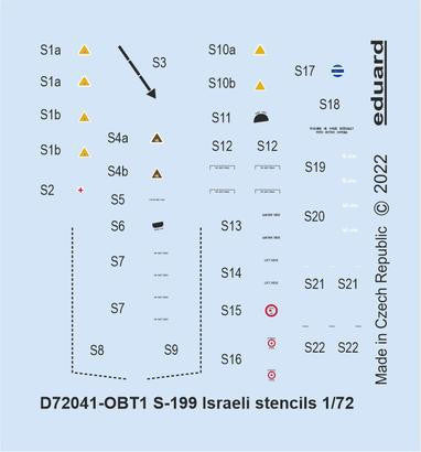 Eduard D72041 1/72 Decal S-199 Israeli Stencils for Eduard