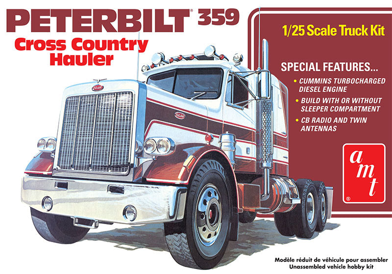 AMT 1477 1/25 Peterbilt 359 Cross Country Hauler Kit