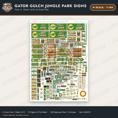 Alpine Railworks 30807N N Scale Roadside Signs - Alligator Park