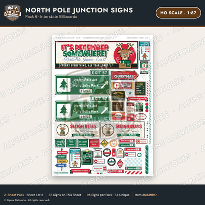 Alpine Railworks 30839HO HO Scale Roadside Signs - Christmas Town