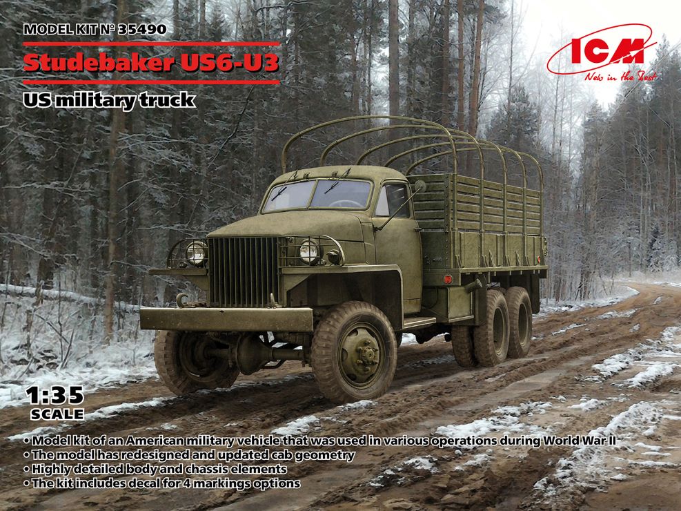 ICM Models 35490 1/35 WWII US Studebaker US6U3 Military Truck