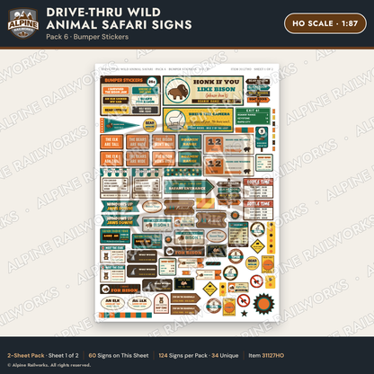 Alpine Railworks 31127HO HO Scale Roadside Signs - Drive-Thru Safari
