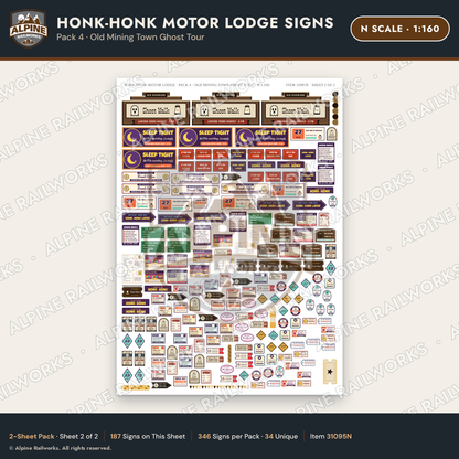 Alpine Railworks 31095N N Scale Roadside Signs - Clown Motel