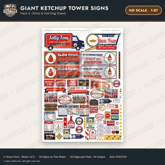 Alpine Railworks 30927HO HO Scale Roadside Signs - Ketchup Bottle