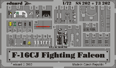 Eduard SS202 1/72 F-16C Fighting Falcon Photo Etch Interior Detail Set