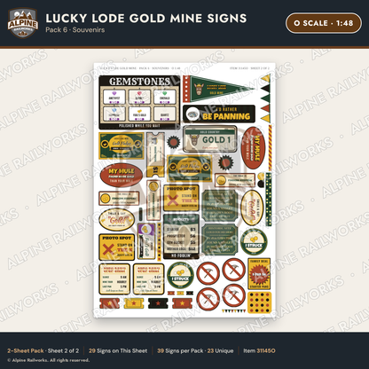 Alpine Railworks 31145O O Scale Roadside Signs - Gold Panning Mine